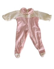 Vintage 60s Pink White Baby Romper/Sleeper Small 0-12 lbs Tot Knits By Trimfit