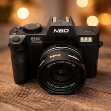 NBD S100 8K Ultra HD Digital SLR Camera Kit, 16x Optical Zoom, Macro Mode, Black