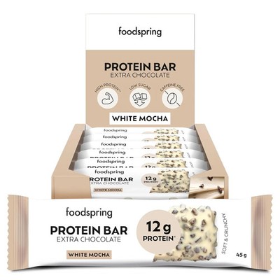 Foodspring Protein Bar 12 Riegel x 45g Eiweißriegel White Mocha