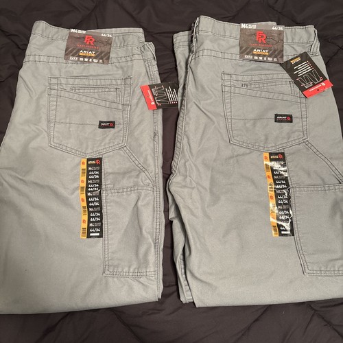 NEW Ariat FR M4 Relaxed Boot Cut Men's Pants 44/34 Medium Gray Cat 2 (2 Pair)