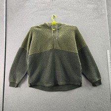 Victoria's Secret PINK Women Sweatshirt XL Green Colorblock Fleece Long Sleeve