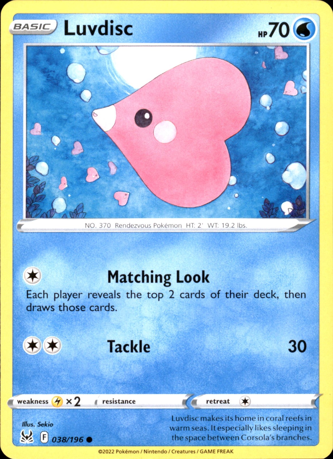 Luvdisc 038/196 Common - Pokemon SWSH11: Lost Origin NM