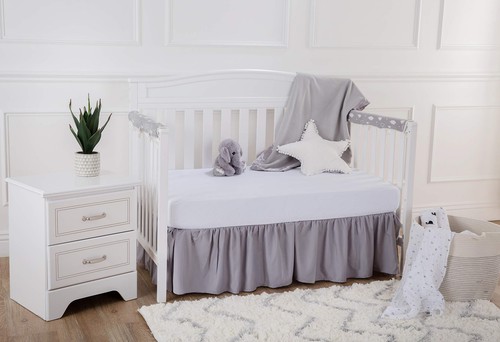 Ultra Soft Microfiber Ruffled Crib Skirt, Grey, for Boys and Girls - Picture 3 of 6