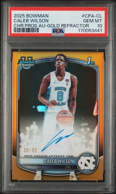CALEB WILSON 2025 Bowman Chrome #CPA-CL Prospect Auto Gold Refractor /50 PSA 10