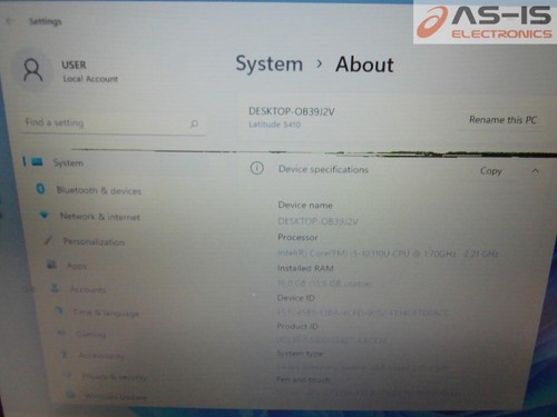 *TAL CUAL* Dell Latitude 5410 14" Core i5-10310U 1.70GHz 16GB 256GB SSD W11 (H161) - Imagen 4 de 7