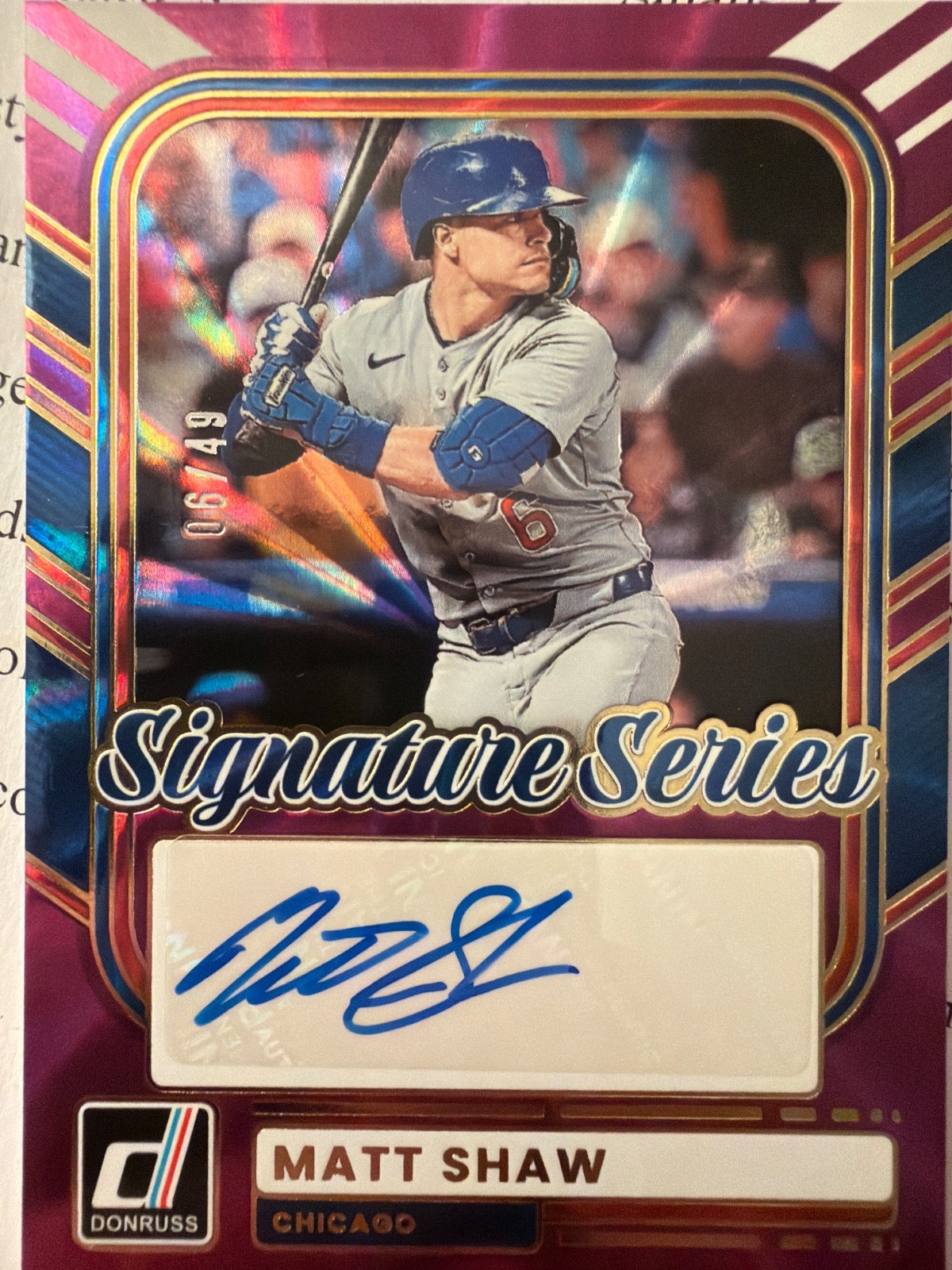2026 Panini Donruss - Signature Series Matt Shaw #SS-MS Purple /49 (AU)