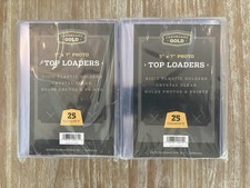 100 Cardboard Gold 5x7 Top Loaders for Postcards/Pictures - Clear Rigid PVC