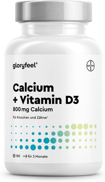 Calcium 800Mg + Vitamin D3 1000 I.E. – 180 Tabletten –Hochdosiert & Ohne ZusäTze-image
