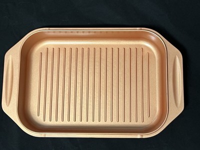 Copper Chef Wonder Cooker XL Grill & Roaster Pan Set W/  Glass Lid 16 x10 x5 