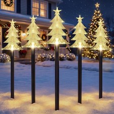 Solar Christmas Tree Pathway Lights Outdoor Decorations, 5 PCS