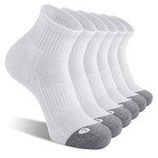 6 Pack Men's Athletic Ankle Socks Cushioned Sports Running Socks 7 12-15 White