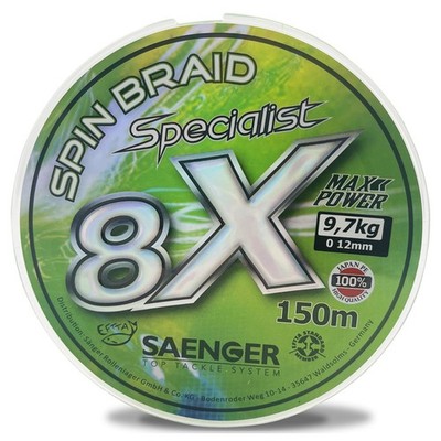 8x Spin Braid 150m geflochtene Schnur in fluo green von Sänger