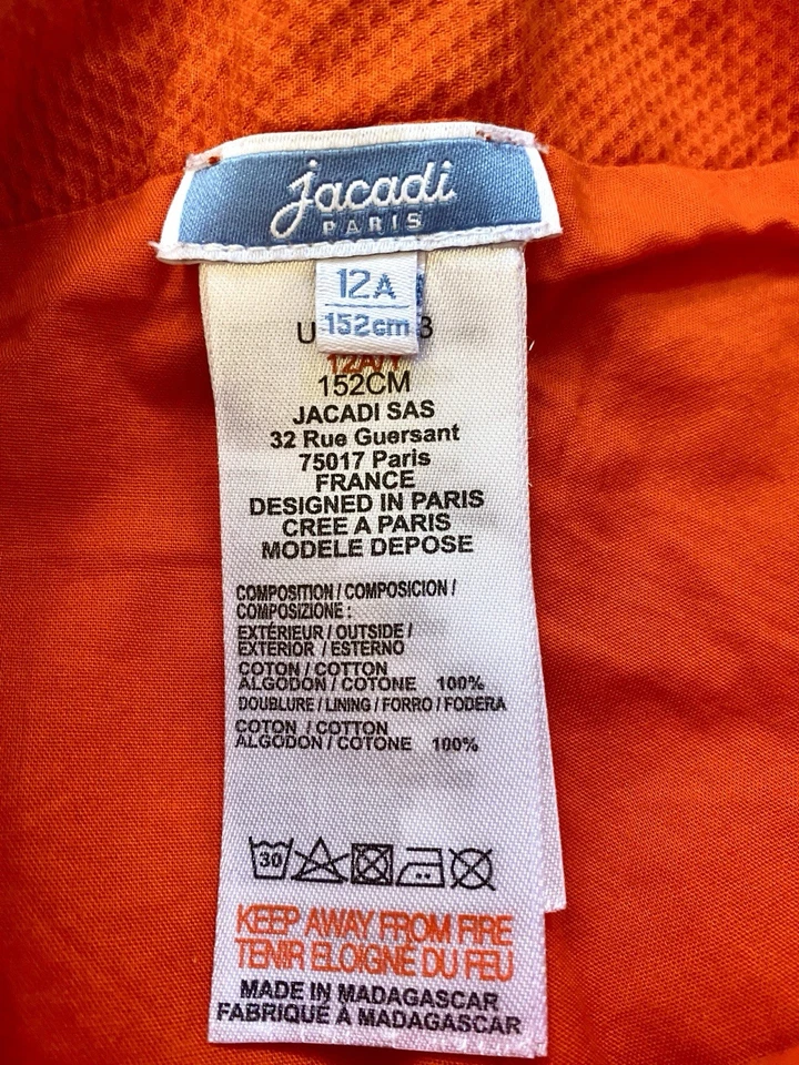 Shorts Jacardi Paris menina laranja com botões de metal tamanho 12 - Imagem 3 de 4