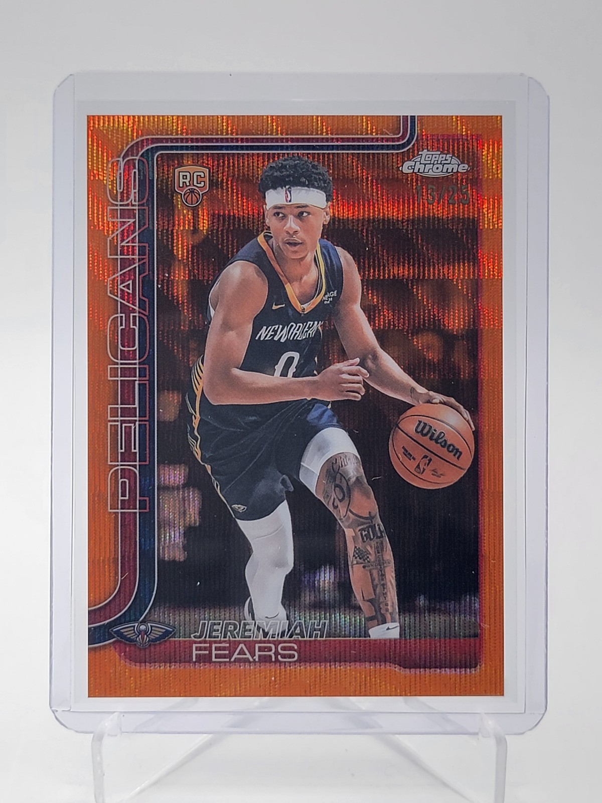 JEREMIAH FEARS 2025 TOPPS CHROME ROOKIE ORANGE WAVE REFRACTOR /25 #257 Q5692