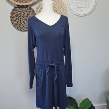 Athleta Navy Blue Sweatshirt Layover Dress Womens M Athleisure Athlete