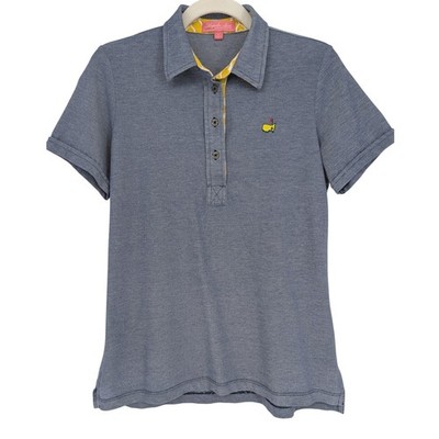 Magnolia Lane Masters Golf Polo Shirt Womens MD Blue Pima Cotton Logo Preppy