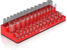 Magnetic Socket Organizer (1/4-Inch Drive, 3 Row) - Magnetic Tool Organizer