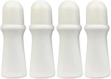 4 Pcs White 75ml Empty Refillable Roller Bottle Plastic Roll On Bottles...