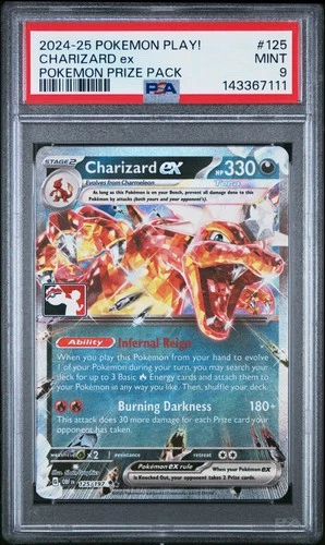 2024-2025 POKEMON PLAY! POKEMON PRIZE PACK #125 CHARIZARD EX PSA 9