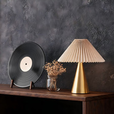 Golden Metal Table Lamp with Pleated Shade for Modern Living Room
