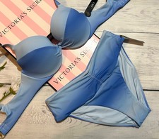 Victoria's Secret Twist Extraíble Push-Up Bikini Natación Twist Cintura Alta Conjunto Azul