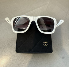 CHANEL 5388 Women s Square Oversized Sunglasses White Frame Gray Tinted UV400