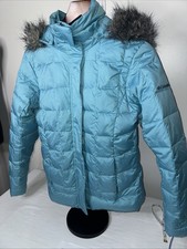 Columbia Women’s Feather/Duck Down Insulated Coat With Faux Fur Size Small- Teal
