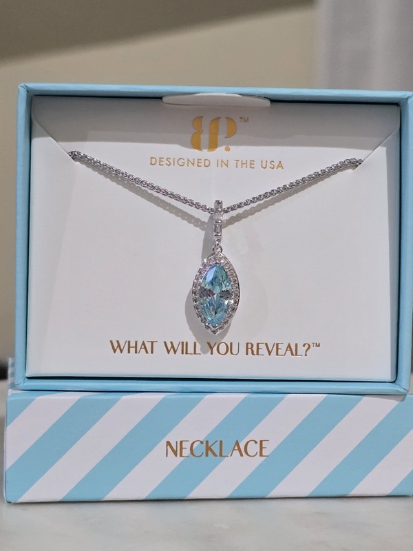 Bomb Party March 2026 Necklace "An Entire Mood" Aquamarine on Rhodium NK21804
