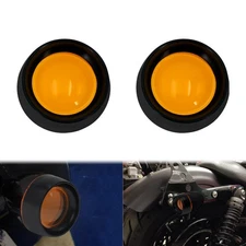 Amber Bullet Turn Signal Light Lens Black Cover For Harley Touring Softail Dyna