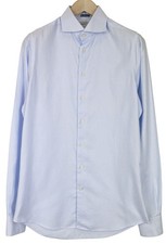 SUITSUPPLY Men's Formal Shirt 40L/15 3/4L Extra Slim Blue Cotton Striped Design