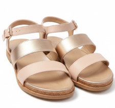 Ladies Flat Sandals Buckle Closure Tan Women Double-Strap Shoes UK 3 EU 36