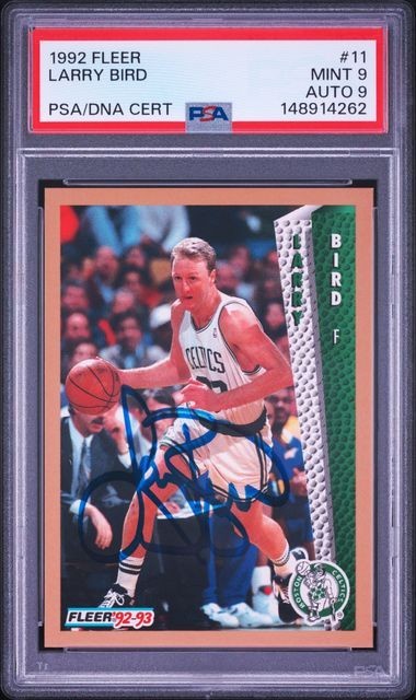 1992 Fleer #11 Larry Bird signed auto card PSA DNA 9