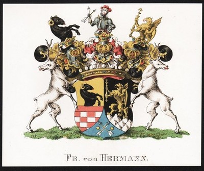 Fr. von Hermann Wappen blason coat of arms 1860