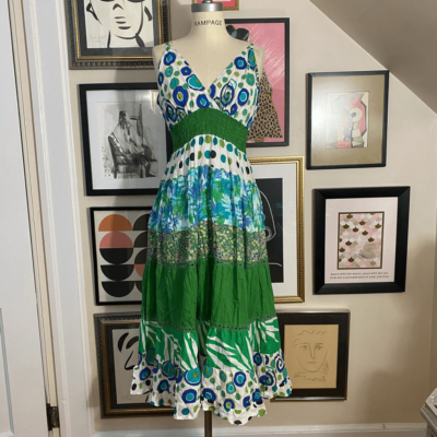 Magic Women's Size XL Strappy Tiered Midi Tank Dress Green V Neck  Sleeveless | eBay