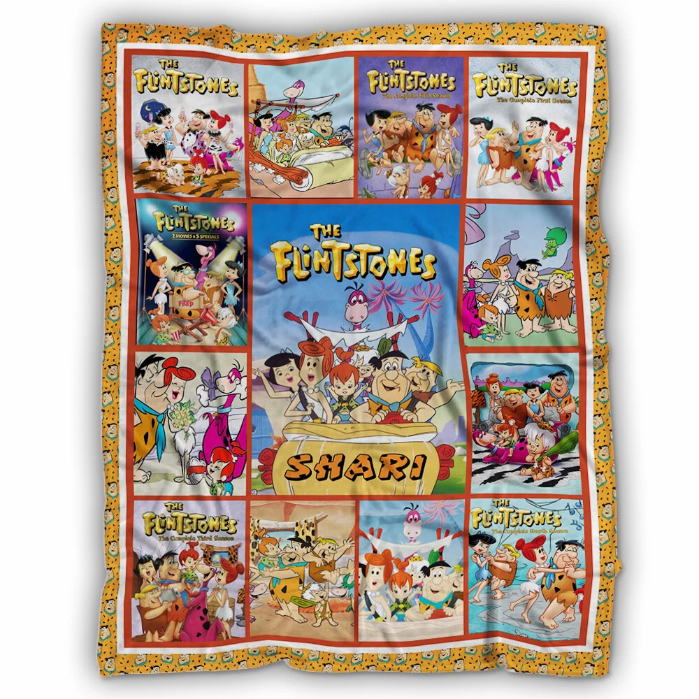 Personalized The Flintstones Blanket, Custom Name Quilt
