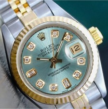 Rolex Datejust Two-Tone Ice Blue 8+2 Diamond Dial Jubilee 14KY Steel Watch 26mm
