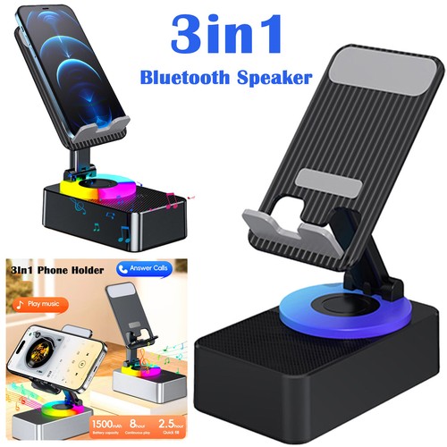 Cell Phone Stand with Wireless Bluetooth Speaker Anti-Slip Base HD Surround 3in1 - Bild 1 von 18