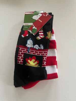 New with Tags PEANUTS Men's Christmas 2 Pairs of Socks Snoopy and ...