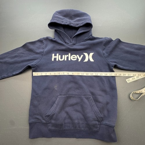 Hurley Hoodie Youth Large 14/16 Navy Blue Logo Pullover Fleece Kangaroo Pocket - Picture 7 of 10