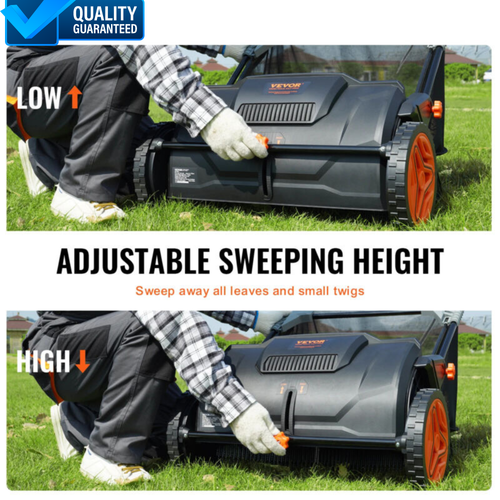 Lawn Sweeper with Adjustable Height, Large Hopper Bag, Easy Storage - 21" Width - Picture 7 of 8