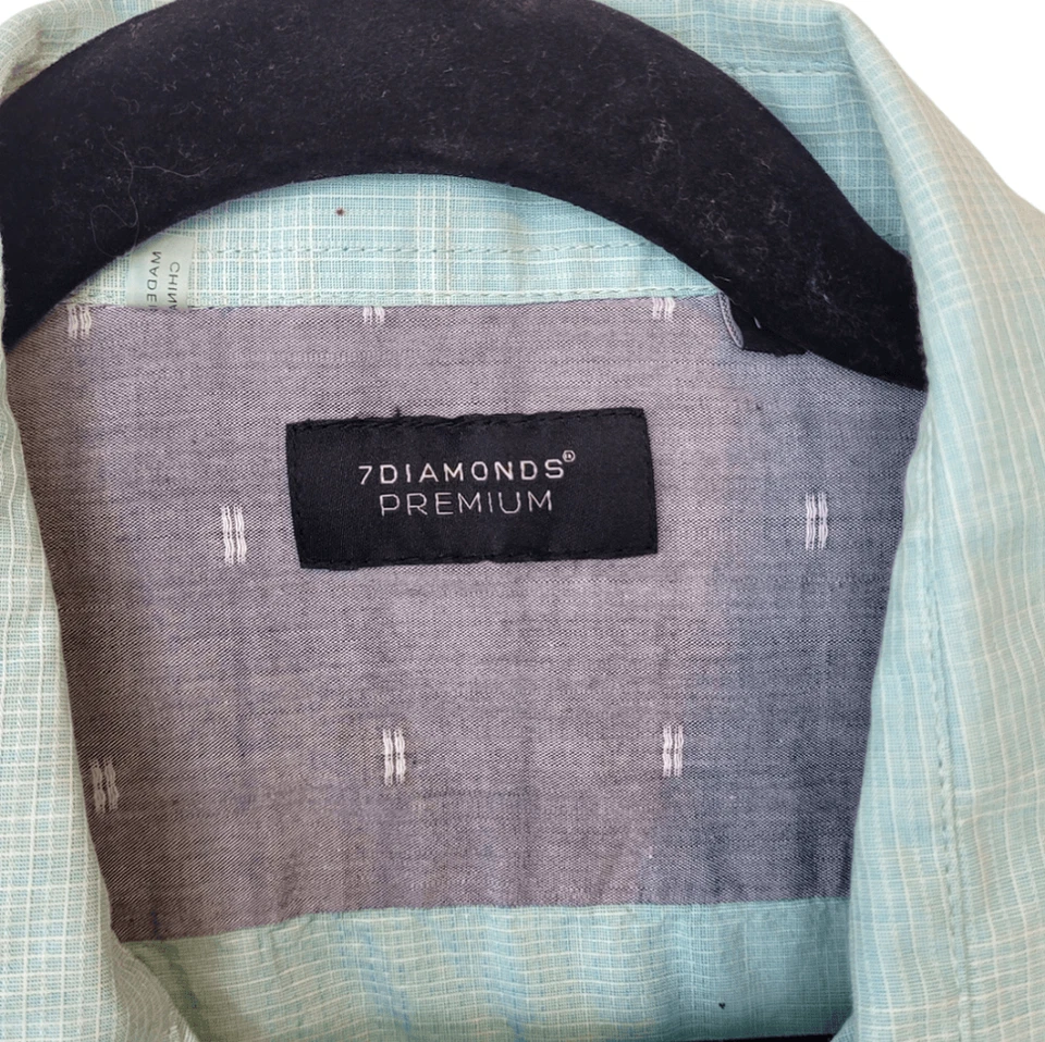 7 DIAMONDS Mint Green Lightweight Button Down Shirt Size M - Image 3 of 4