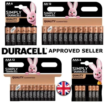 Duracell AA AAA Pilas Alcalinas Simplemente Batería Larga Caducidad LR03, LR6 1.5v