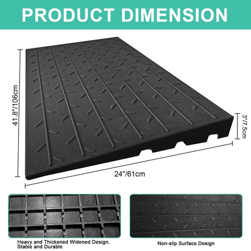 Solid Rubber Power 3" Rise Door Ramp Wheel-Chair Scooter Threshold Ramp