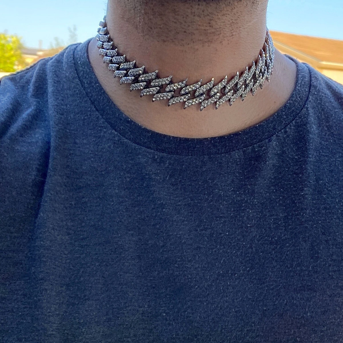 Iced out spiked store choker chain
