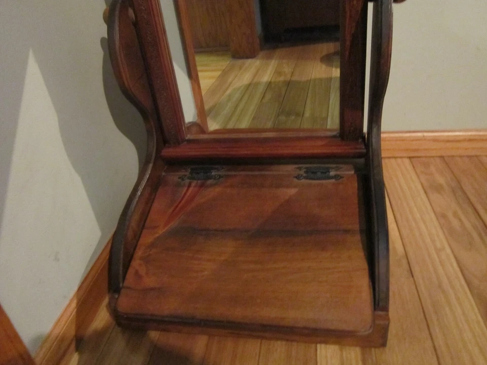 Антикварный дубовый наклонный верхний письменный стол с поворотным зеркалом - Изображение 4 из 4