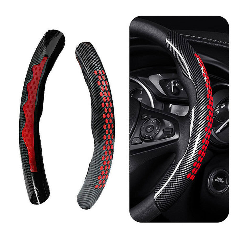 Red Universal Carbon Fiber Car Steering Wheel Booster Cover Non Slip Accessories