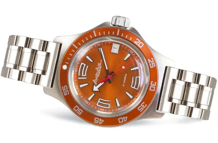 Vostok Amphibia 740383 Watch Orange Diver Mechanical Automatic US Seller