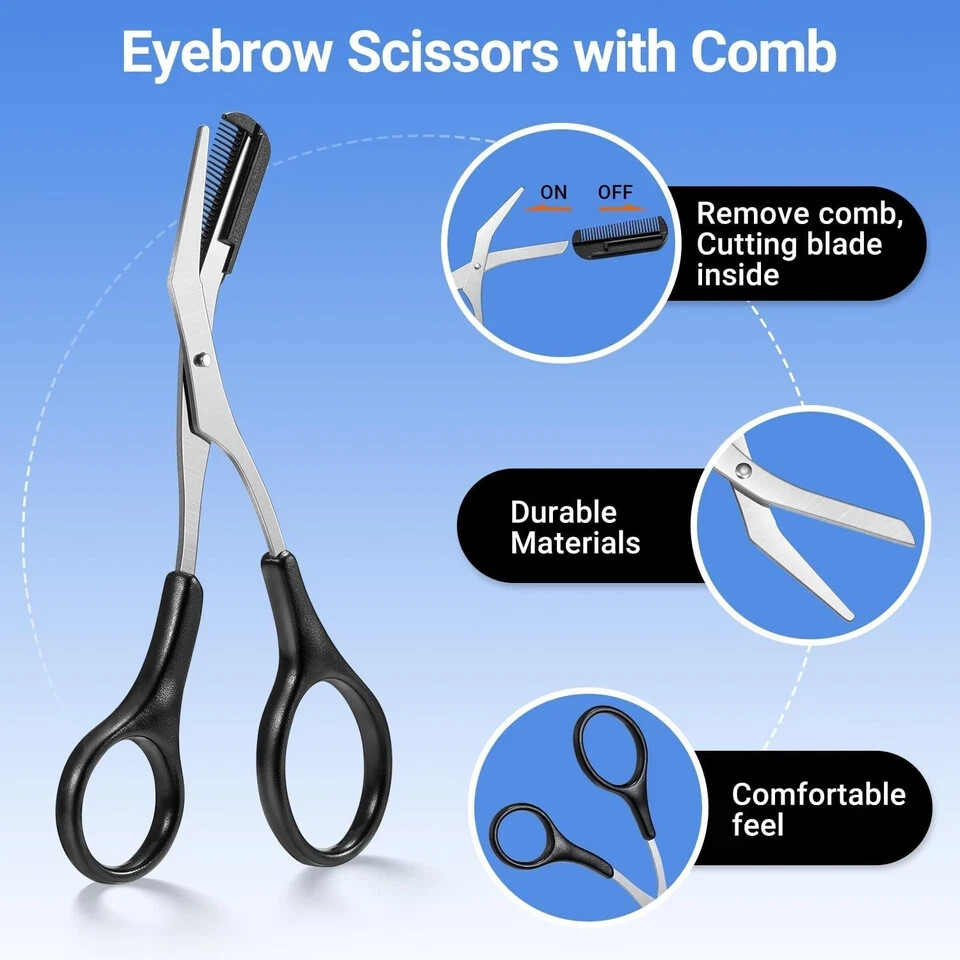 TsMADDTs Eyebrow Kit, 8 in 1 Trimmer Scissors, Tweezers for Black 