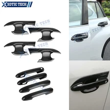 Carbon Fiber Look Door Handle & Door Handle Bowl Cover Set For Toyota Highlander