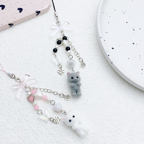 Flocking Flocking Cat Phone Lanyard Cat Cell Phone Charm Phone Accessories - 第 9/17 張圖片